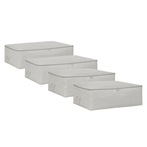Ocean Home Textile 4'lü Gri Balıksırtı Baza Altı Hurç Set 2 Adet 62 X 46 X 22 / 2 Adet 74 X 46 X 22 Cm görseli 2