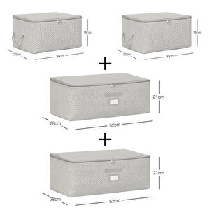 Ocean Home Textile 4'lü Gri Balıksırtı Hurç Set 2 Adet 30 X 22 X 18 / 2 Adet 52 X 28 X 21 Cm görseli 3