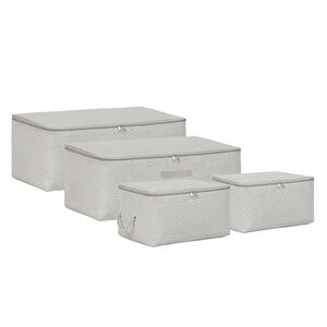 Ocean Home Textile 4'lü Gri Balıksırtı Hurç Set 2 Adet 30 X 22 X 18 / 2 Adet 52 X 28 X 21 Cm görseli 2