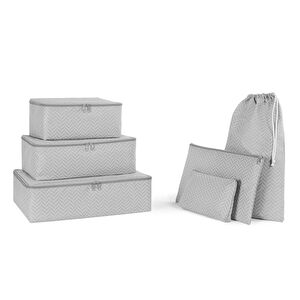 Ocean Home Textile 6'lı Gri Balıksırtı Bavul İçi Düzenleyici Set
