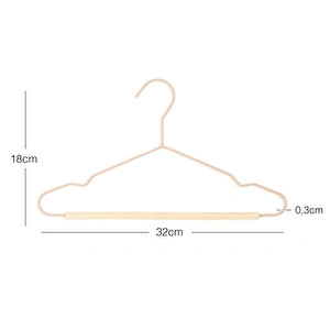 Ocean Home Textile 6'lı Ahşap Destekli Mat Pudra Pembe Renk Kauçuk Kaplamalı Metal Çocuk Giysi Askısı 18 X 32 X 0.3 Cm görseli 5