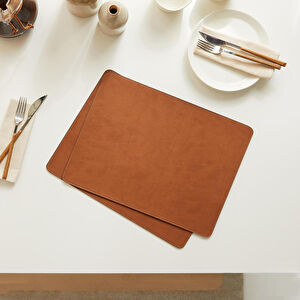 Ocean Home Textile 2'li Taba Renk Deri Amerikan Servis 40 X 30 Cm