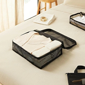 Ocean Home Textile 6'lı Siyah Renk File Bavul İçi Düzenleyici Set görseli 4