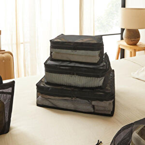 Ocean Home Textile 6'lı Siyah Renk File Bavul İçi Düzenleyici Set