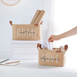 Ocean Home Textile 2'li Astarlı Jüt Sepet Set görseli 2