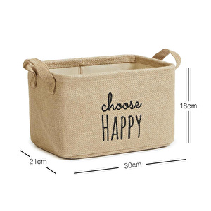 Ocean Home Textile Choose Happy Jüt Sepet 30 X 21 X 18 Cm görseli 5