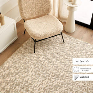 Ocean Home Textile Ekru Renk Karo Desenli Jüt Halı Kilim 160 X 230 Cm görseli 1