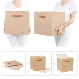 Ocean Home Textile 2'li Jüt Kutu Set 33x30x33 Cm görseli 4