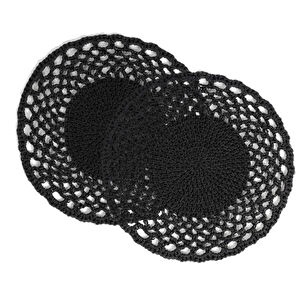 Ocean Home Textile 2'li Siyah Renk Motifli Rafya Amerikan Servis Ø 36 Cm görseli 3