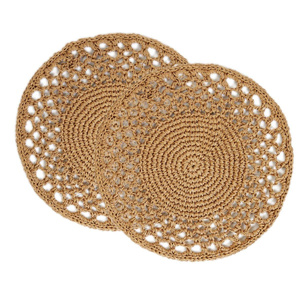 Home Wave Ocean Home Textile 2'li Bej Renk Motifli Rafya Amerikan Servis Ø 36 Cm görseli 3