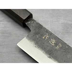 Hatsukokoro Bunka Şef Bıçağı - Aogami #2 - Kurouchi 165mm - Abanoz Sap görseli 5