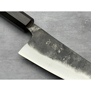 Hatsukokoro Ko Bunka Şef Bıçağı - Aogami #2 - Kurouchi 120mm - Abanoz Sap görseli 2
