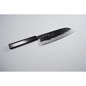 Hatsukokoro Santoku Şef Bıçağı - Aogami #2 - Kurouchi 165mm - Abanoz Sap görseli 3