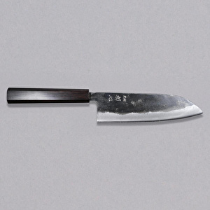 Hatsukokoro Santoku Şef Bıçağı - Aogami #2 - Kurouchi 165mm - Abanoz Sap görseli 1
