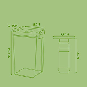 Vienev 7'li Vakumlu Saklama Kabı Seti | 6x 1,3 Litre Kap + Manuel Pompa görseli 2