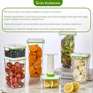 Vienev 7'li Vakumlu Saklama Kabı Seti | 6x 0,5 Litre Kap + Manuel Pompa görseli 3