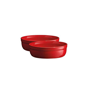 Emile Henry Fırın Kabı Yuvarlak Creme Brulee 2 Li Set Kırmızı/burgundy