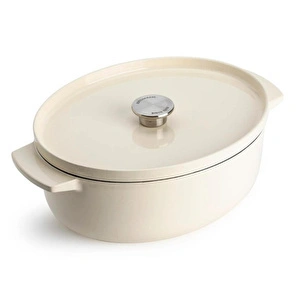 Kitchenaid Oval Döküm Demir Tencere 30 Cm - 5.6 L Krem görseli 1