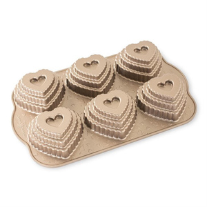 Nordicware 6´lı Mini Kalp Kek Kalıbı Platin görseli 1