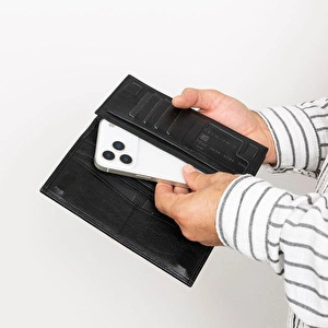 Bloominbag Bloomtenuta Obsidian Black – Hakiki Deri Cüzdan & Telefon Çantası görseli 3