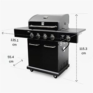 Kenmore Gazlı Barbekü 4 Ocaklı Siyah - Metal görseli 5