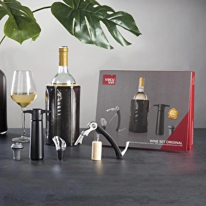 Vacu Vin Orjinal Şarap Seti 5 Parça - Kutulu Siyah