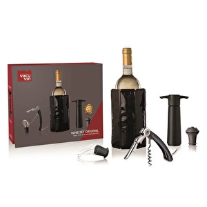 Vacu Vin Orjinal Şarap Seti 5 Parça - Kutulu Siyah