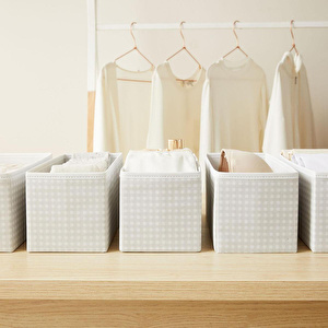 Home Wave 6'lı Gri Pötikare Çekmece İçi Düzenleyici Kutu 2 Adet 28 X 28 X 13 / 2 Adet 28 X 13 X 13 / 2 Adet 14 X 14 X 13 Cm