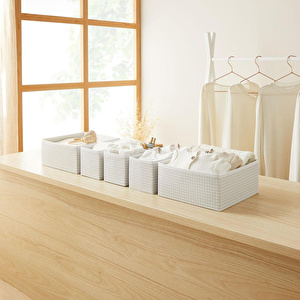 Home Wave 6'lı Gri Pötikare Çekmece İçi Düzenleyici Kutu 2 Adet 28 X 28 X 13 / 2 Adet 28 X 13 X 13 / 2 Adet 14 X 14 X 13 Cm görseli 5