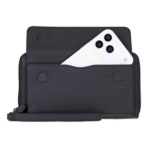 Bloominbag Bloomporter Shadow Black Hakiki Deri Telefon Bölmeli Cüzdan görseli 4