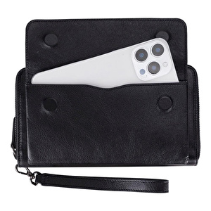 Bloominbag Bloomporter Obsidian Black Hakiki Deri Telefon Bölmeli Cüzdan görseli 4