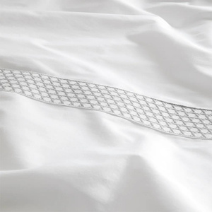 Penelope %100 Pamuk Saten Kumaş Nevresim Seti 200x220 Cm Beyaz Mavi - Regina Serisi görseli 4