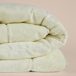 Penelope Çift Kişilik Çift Taraflı Welsoft Yorgan Krem 195x215 Cm - Velour Serisi görseli 6