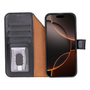 Bloominbag Bloomcase Magic Apple Iphone 17 Pro Max(6.9") Obsidian Black Ayrılabilir Hakiki Deri Cüzdanlı Telefon Kılıfı görseli 5