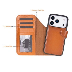 Bloominbag Bloomcase Urban Tan Apple Iphone 17 Pro (6.3") Hakiki Deri Çıkarılabilir Cüzdanlı Telefon Kılıfı görseli 3