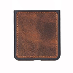 Bloominbag Bloomcase Flex Saddle Brown Hakiki Deri Samsung Galaxy Z Flip 7 Kılıf(6.9"-4.1") görseli 4