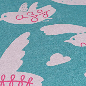 Itsy Bitsy Kids Bird Of Life Mint Yeşili Yıkanabilir Çocuk Halısı 120x160cm