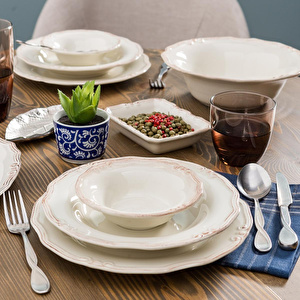 Mudo Home Ekru 6 Li Çukur Yemek Tabaği Seti̇ 22cm görseli 2