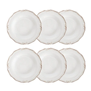 Mudo Home Ekru 6 Li Çukur Yemek Tabaği Seti̇ 22cm görseli 1