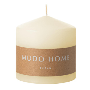 Mudo Home Sütun Mum Krem 7x7 Cm