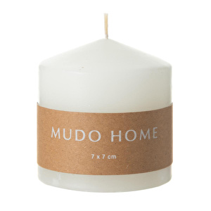 Mudo Home Sütun Mum Beyaz 7x7 Cm