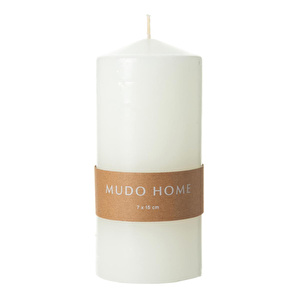 Mudo Home Sütun Mum Beyaz 7x15 Cm