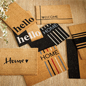 Mudo Home Theo Hello Kapi Paspasi Si̇yah Beyaz 40x60 görseli 2