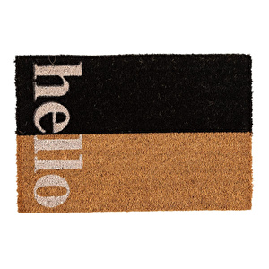 Mudo Home Theo Hello Kapi Paspasi Si̇yah Beyaz 40x60 görseli 1