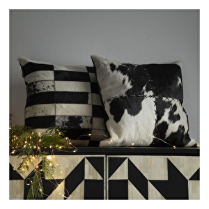 Mudo Home Sophia Deri̇ Kirlent Si̇yah Beyaz 45x45 görseli 2