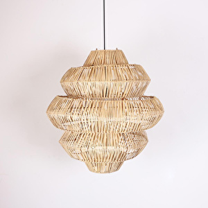Rattan Lucy Aydınlatma 60x60 Cm L Yapımı Doğal Avize