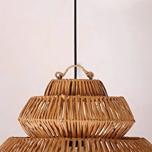 Mylamp Rattan Lucy Aydınlatma 60x60 Cm L Yapımı Doğal Avize görseli 3