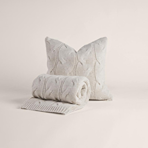 Penelope Triko Kırlent Kılıfı Krem 45x45 Cm - Cabella Serisi görseli 4