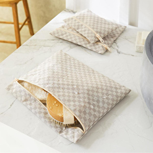 Ocean Home Textile 3'lü Su Geçirmez Pvc Astarlı Gri Dama Desen Islak Kuru Çantası 20 X 13 / 24 X 20 / 30 X 24 Cm görseli 2