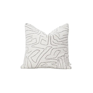 Penelope Elera Kırlent Kılıfı 45x45 Cm Ekru-gri görseli 1
